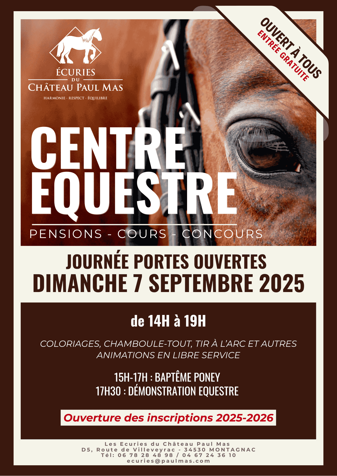 Journée porte ouverte écuries 2025 affiche Journée porte ouverte écuries 2025